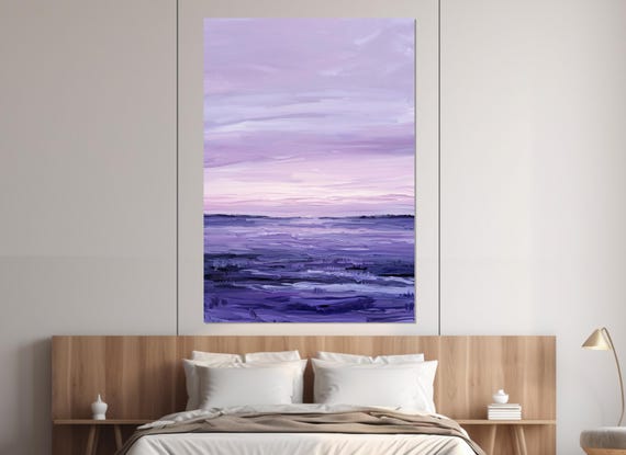 Abstract Horizon Painting Print Horizon Wall Art Minimalist Purple Tones Wall Art Abstract See Horizon Framed And Ready To Hang