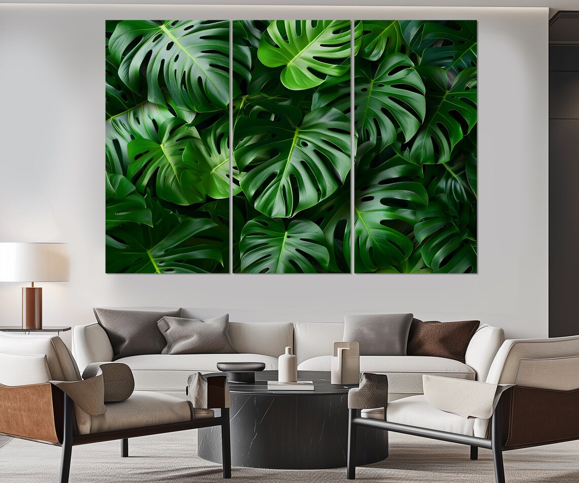 Tropical Green Leaves, Deep Green Wall Art Print - Image 4