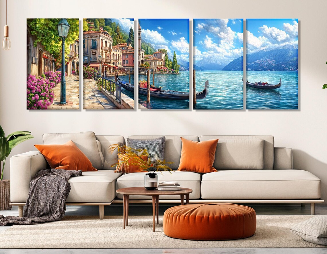 Lake Garda Coast Abstract Oil Painting Art Print - Image 2