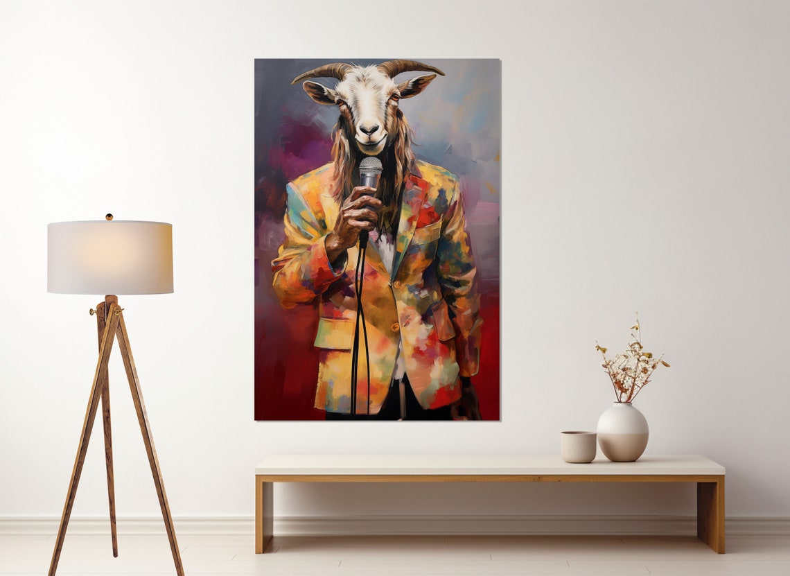 Goat Headed Singer Colorful Suit Microphone Funny Animal Art Poster - Image 4