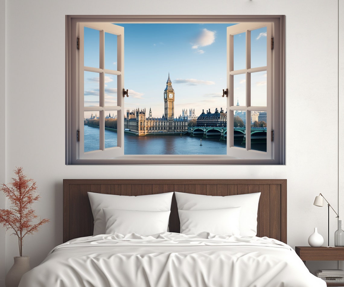 Open Window Big Ben Westminster Palace London View Wall Art Poster - Image 3