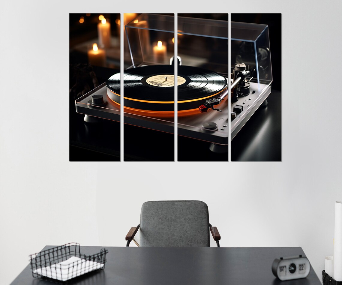 Modern Turntable Vinyl Record Player Candlelight Music Room Wall Art Poster - Image 4