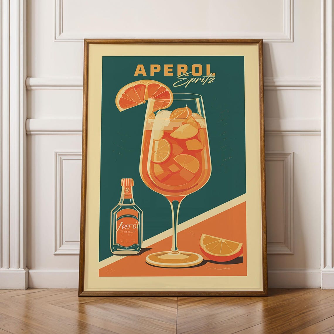 Aperol Spritz Retro Cocktail Bar Art Orange Drink Vintage Poster