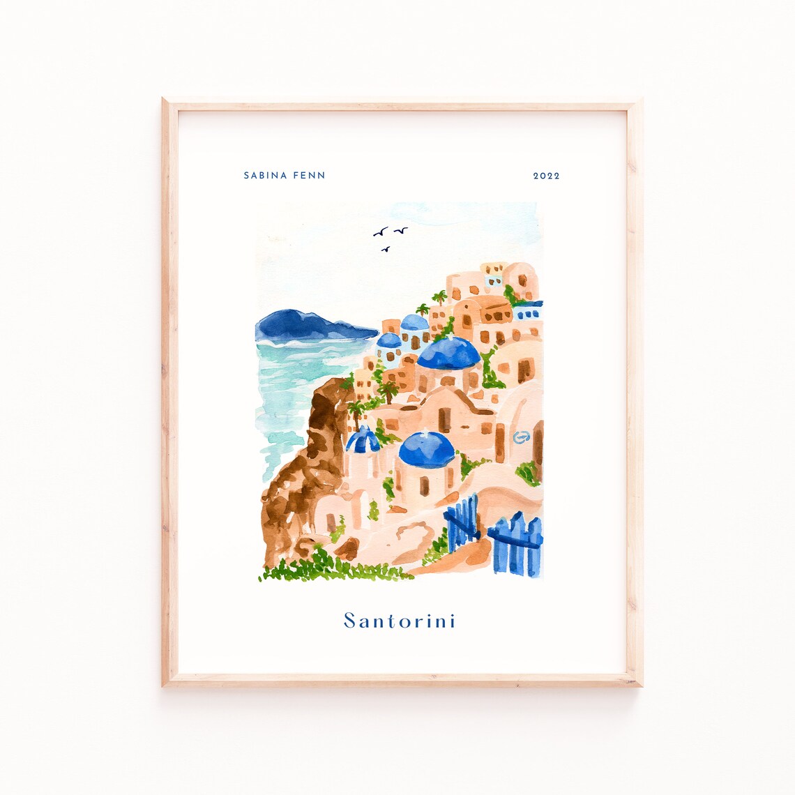 Greece Travel Poster, Santorini Coastal Art