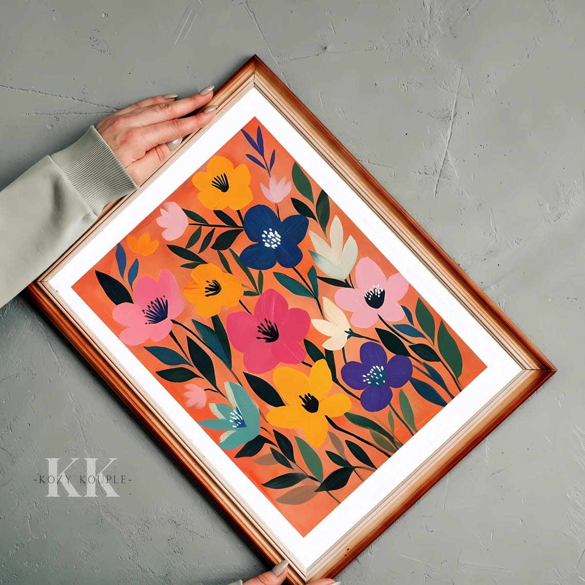 Maximalist Bold Floral Wildflowers Colorful Eclectic Wall Art - Image 2