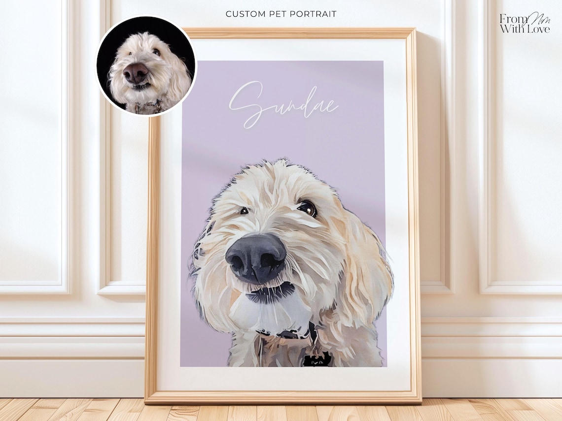 Custom Pet Portrait Dog Loss Gift, Watercolor Art Print