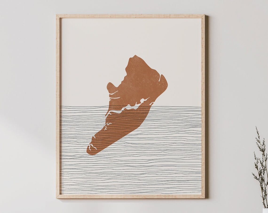 Hilton Island Boho Travel Poster, South Carolina Map