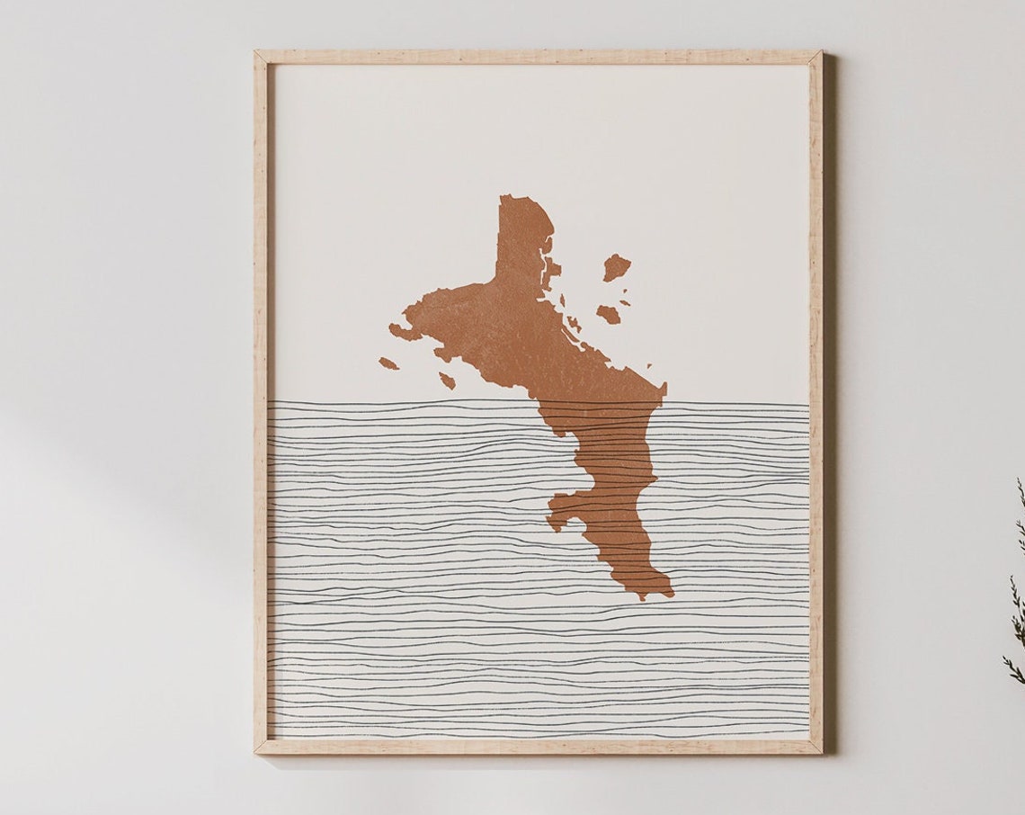 Mahe Island Seychelles Minimalist Terracotta Map Boho Art Poster