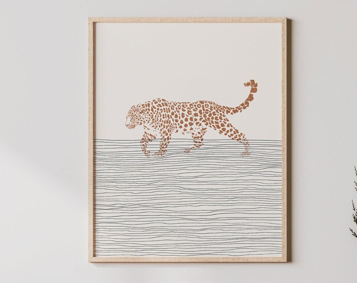 Boho Cheetah Print Wall Art Decor Minimalist Poster Illustration