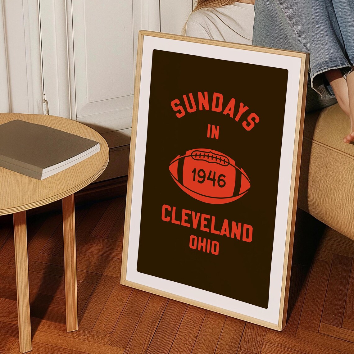 Cleveland Ohio Sundays Football 1946 Vintage Game Day Poster - Image 2