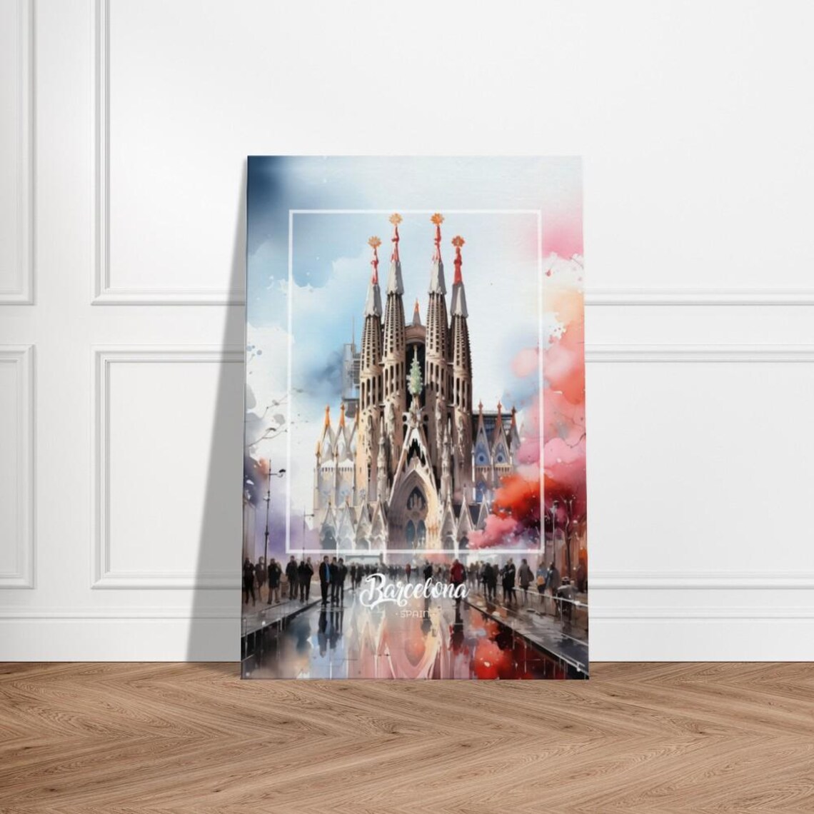 Sagrada Familia Watercolor Barcelona Spain Cathedral Travel Poster - Image 2
