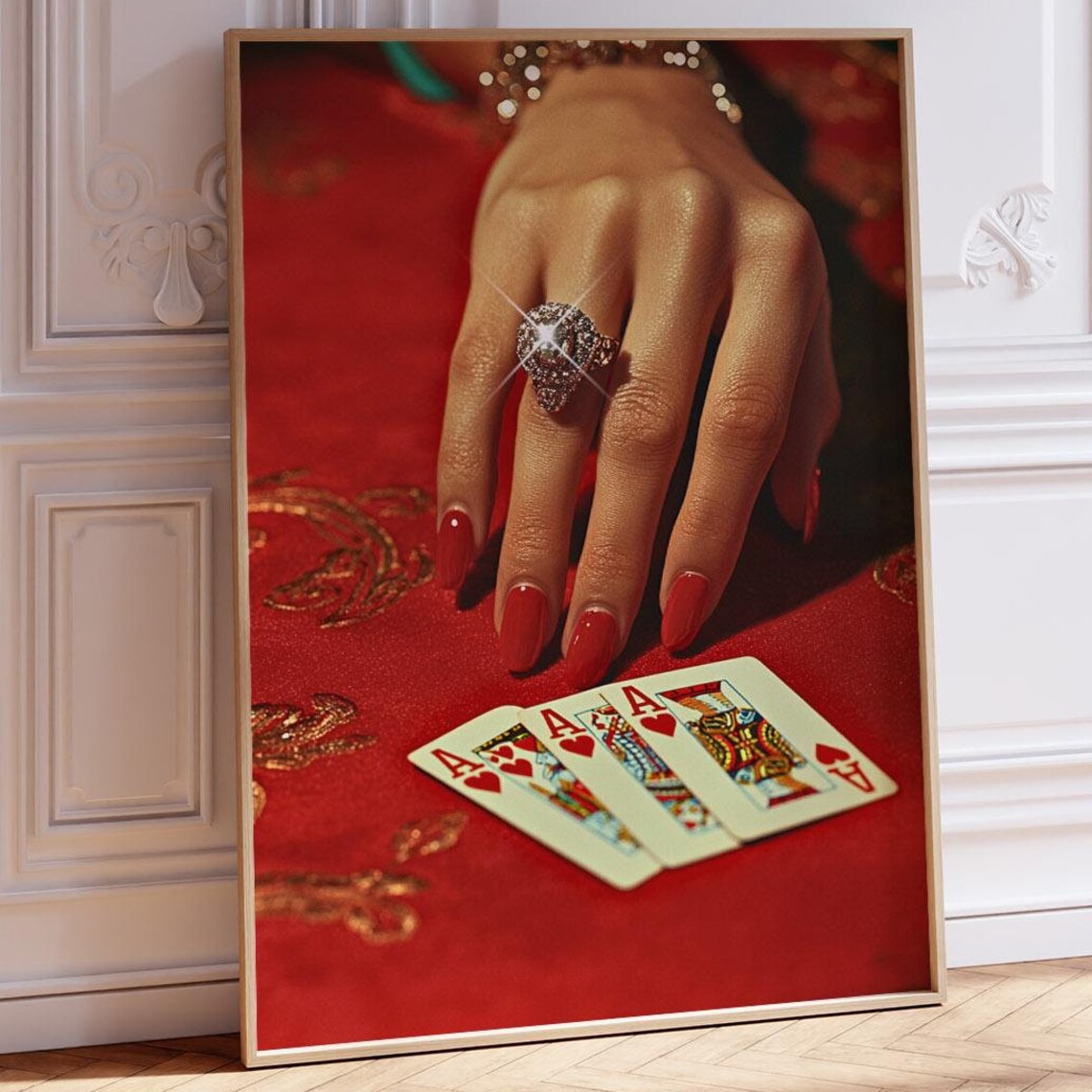 Vintage Playing Cards Art Print, Retro Poker Night - Image 3