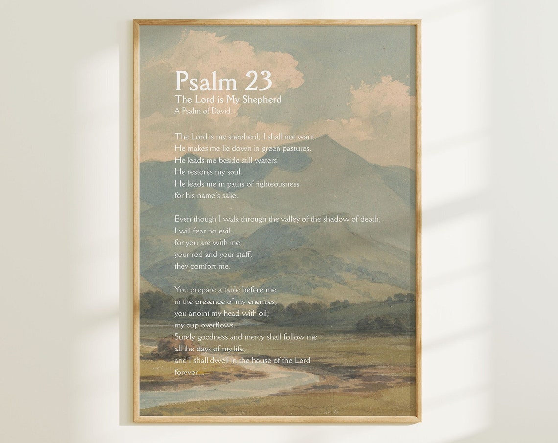 Psalm 23 The Lord Is My Shepherd Vintage Landscape Art Poster - Image 3