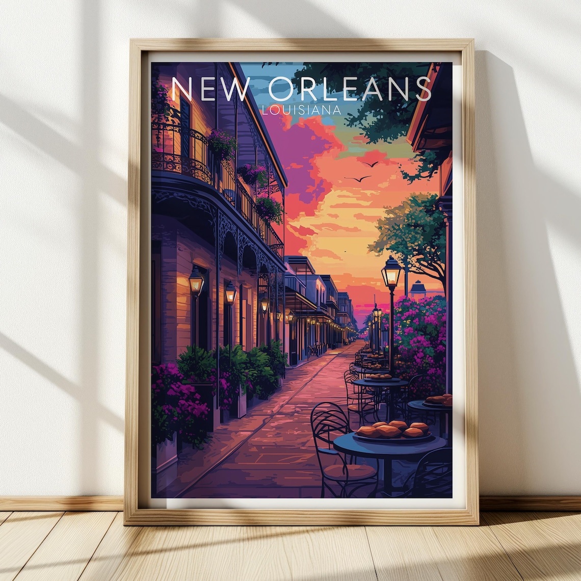 New Orleans Louisiana French Quarter Sunset Street Scene Poster