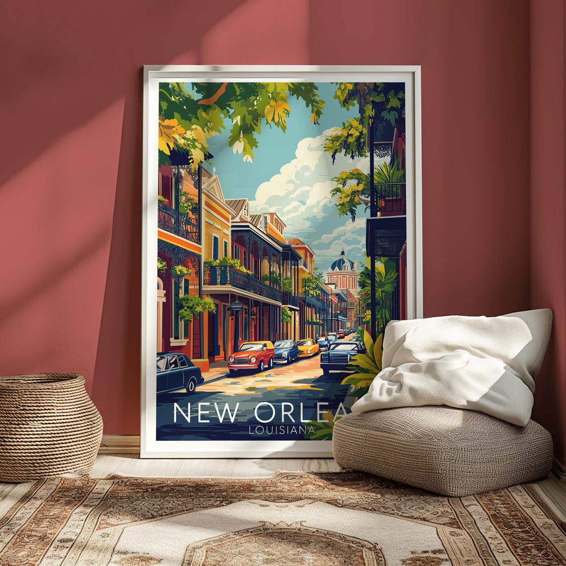 New Orleans Louisiana French Quarter Street Vintage Travel Poster