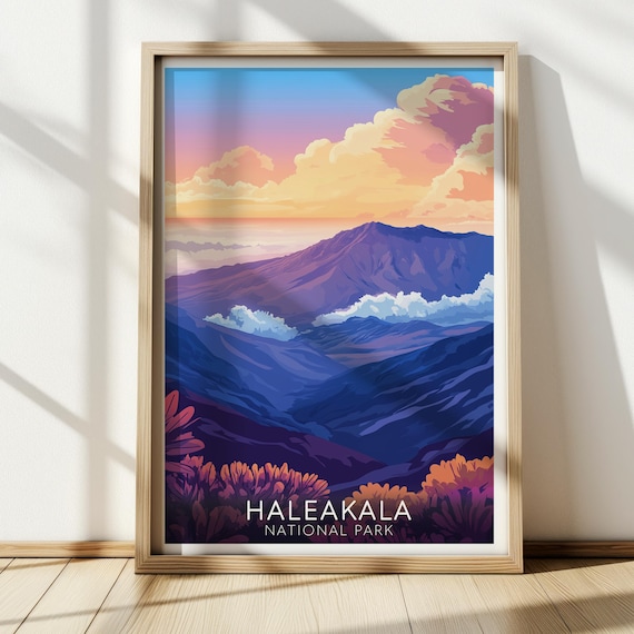 Haleakala National Park Vintage Hawaii Travel Poster