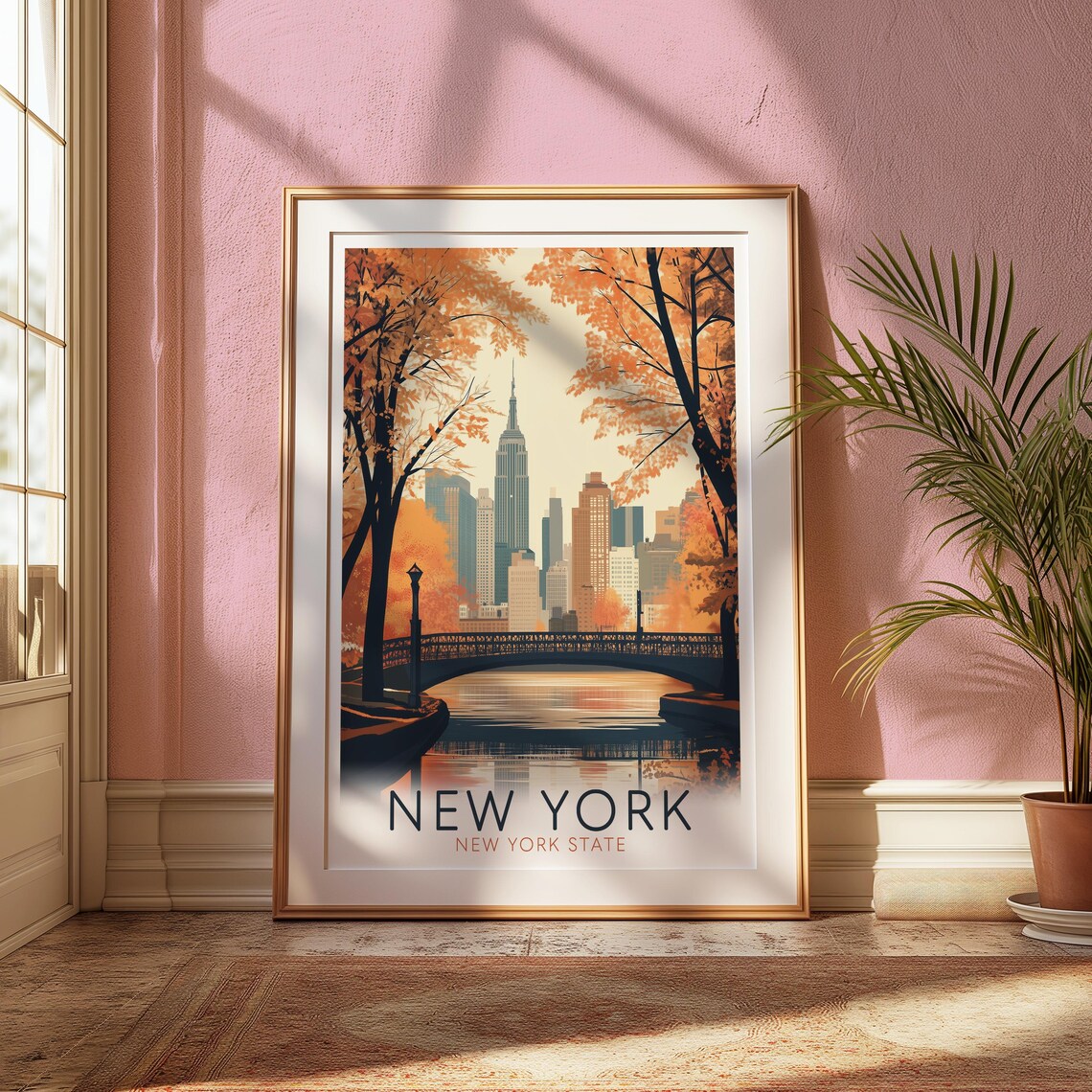Fall In New York City Vintage Travel Poster