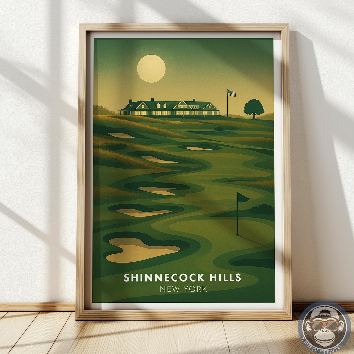 Shinnecock Hills New York Clubhouse Sunset Vintage Poster Art