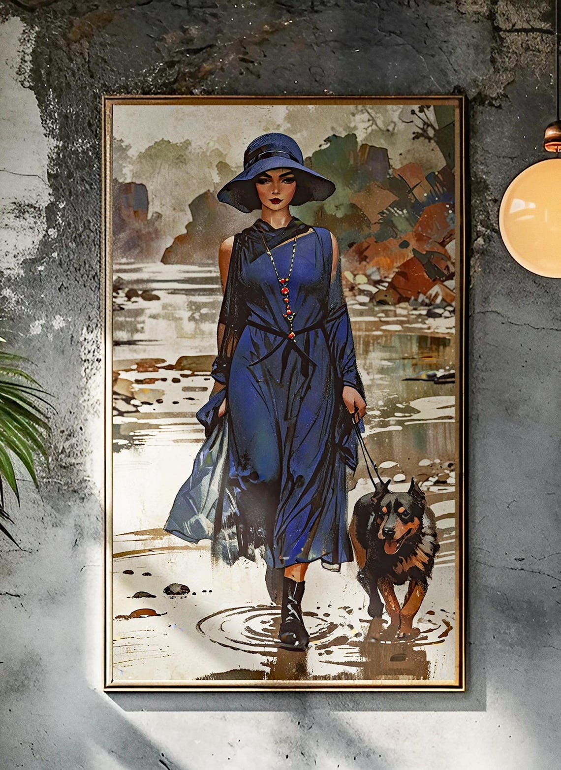 Woman With Dog Art Deco Poster, Vintage Fashion Picture