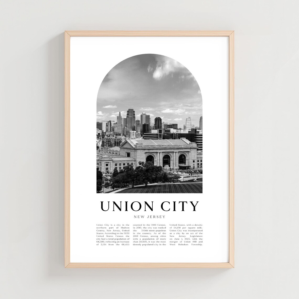 Union City New Jersey Arch Vintage Black and White Photo Poster