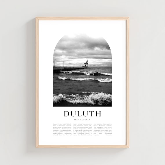 Duluth Minnesota Lighthouse Pier Black and White Photo Poster