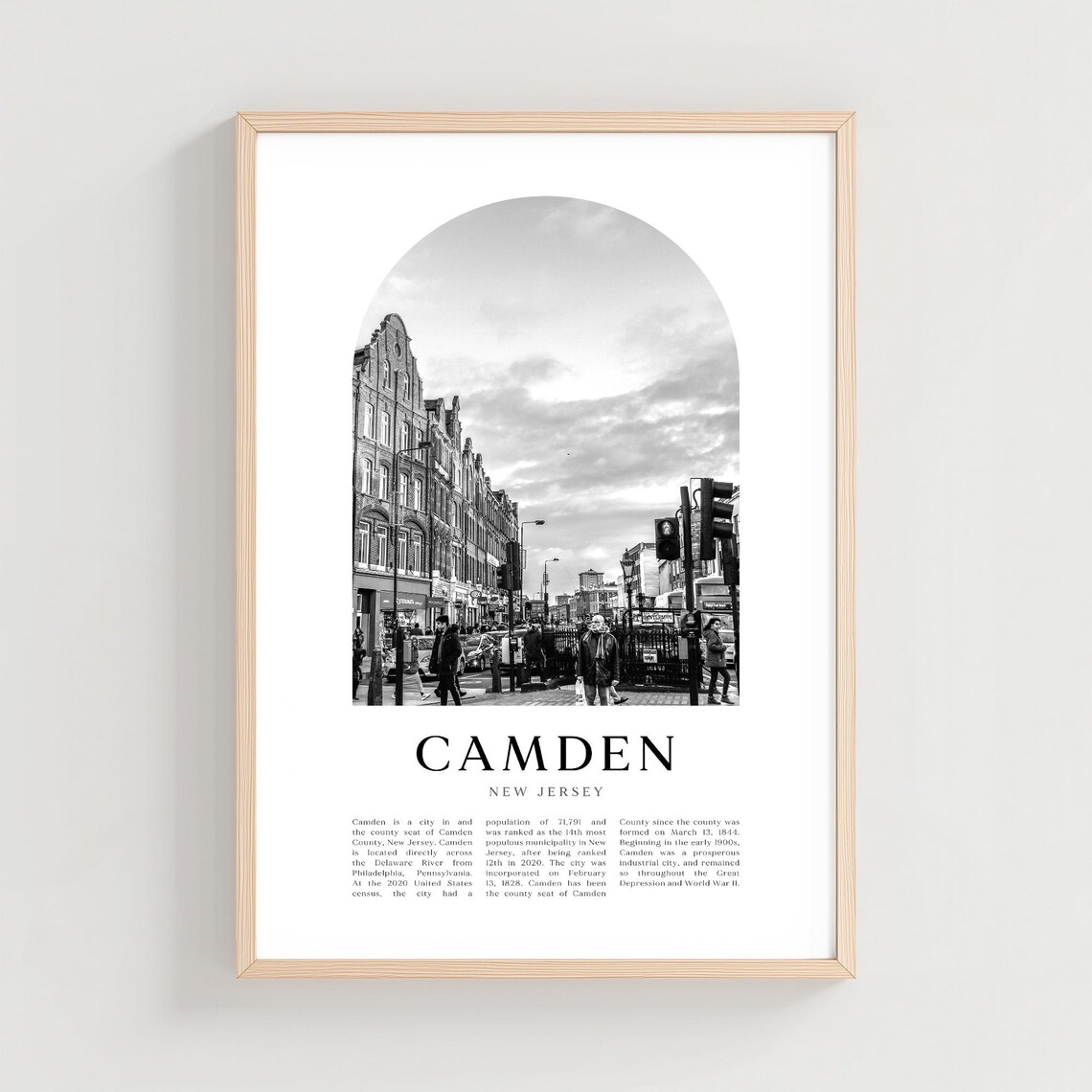 Camden Travel Poster Print, New Jersey City Decor