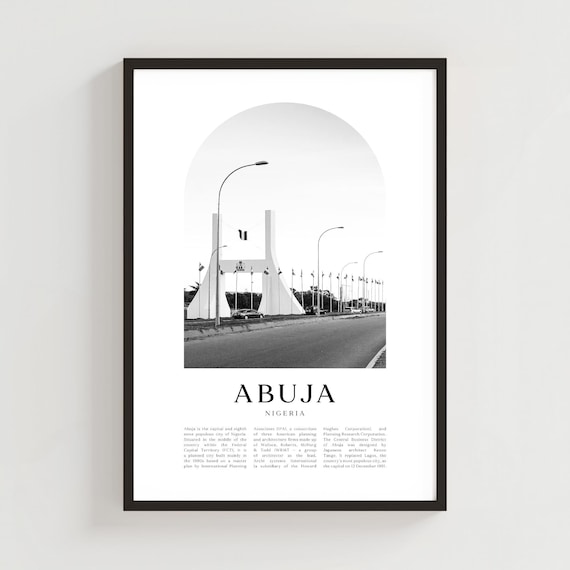 Abuja Nigeria City Gate Monument Black and White Photo Poster
