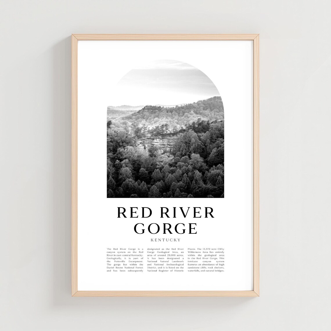 Red River Gorge Travel Poster, Kentucky City Decor