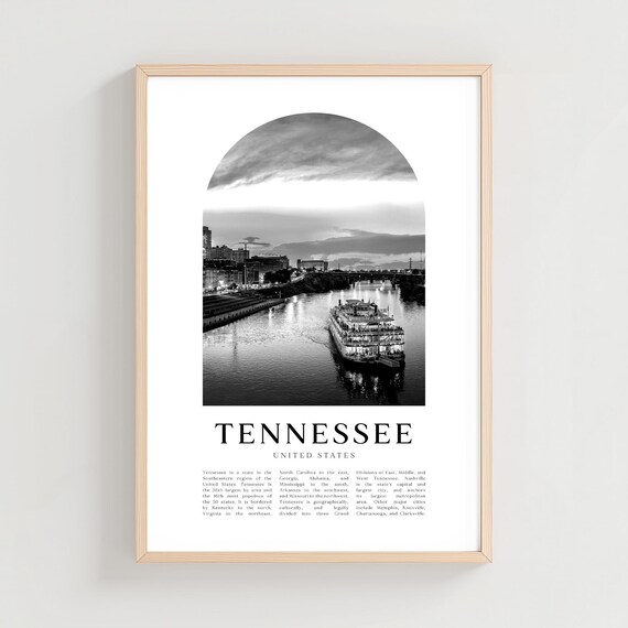 Tennessee United States Paddlewheel Riverboat Night Black White Photo Poster