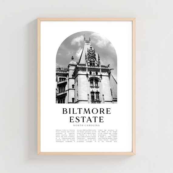 Biltmore Estate North Carolina Chateau Tower Black And White Photo Poster