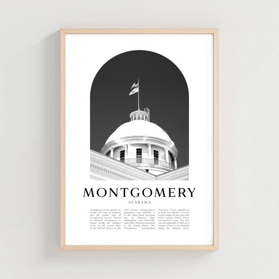 Montgomery Alabama State Capitol Dome Black and White Arch Poster