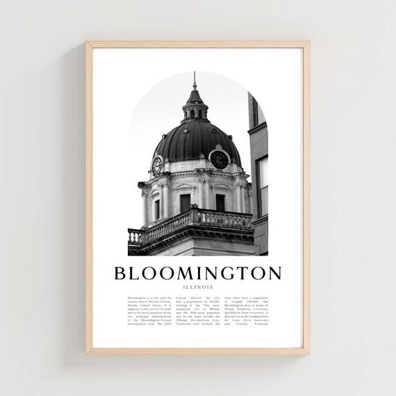 Bloomington Illinois Historic Dome Building Black White Photo Poster