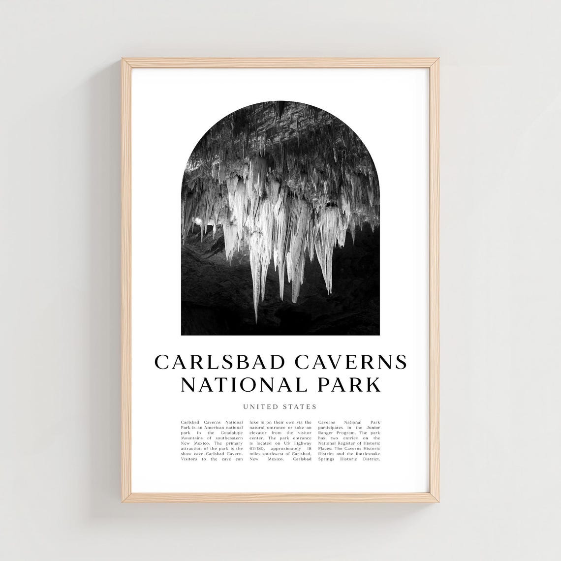 Carlsbad Caverns National Park Cave Stalactites Travel Poster