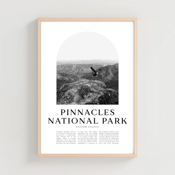 Pinnacles National Park Black White Minimalist Photography Poster