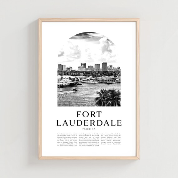 Fort Lauderdale Florida Marina Yacht Harbor Black and White Photo Poster