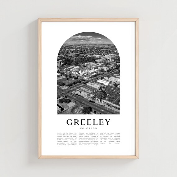 Greeley Colorado Aerial Downtown View Black White Photo Poster