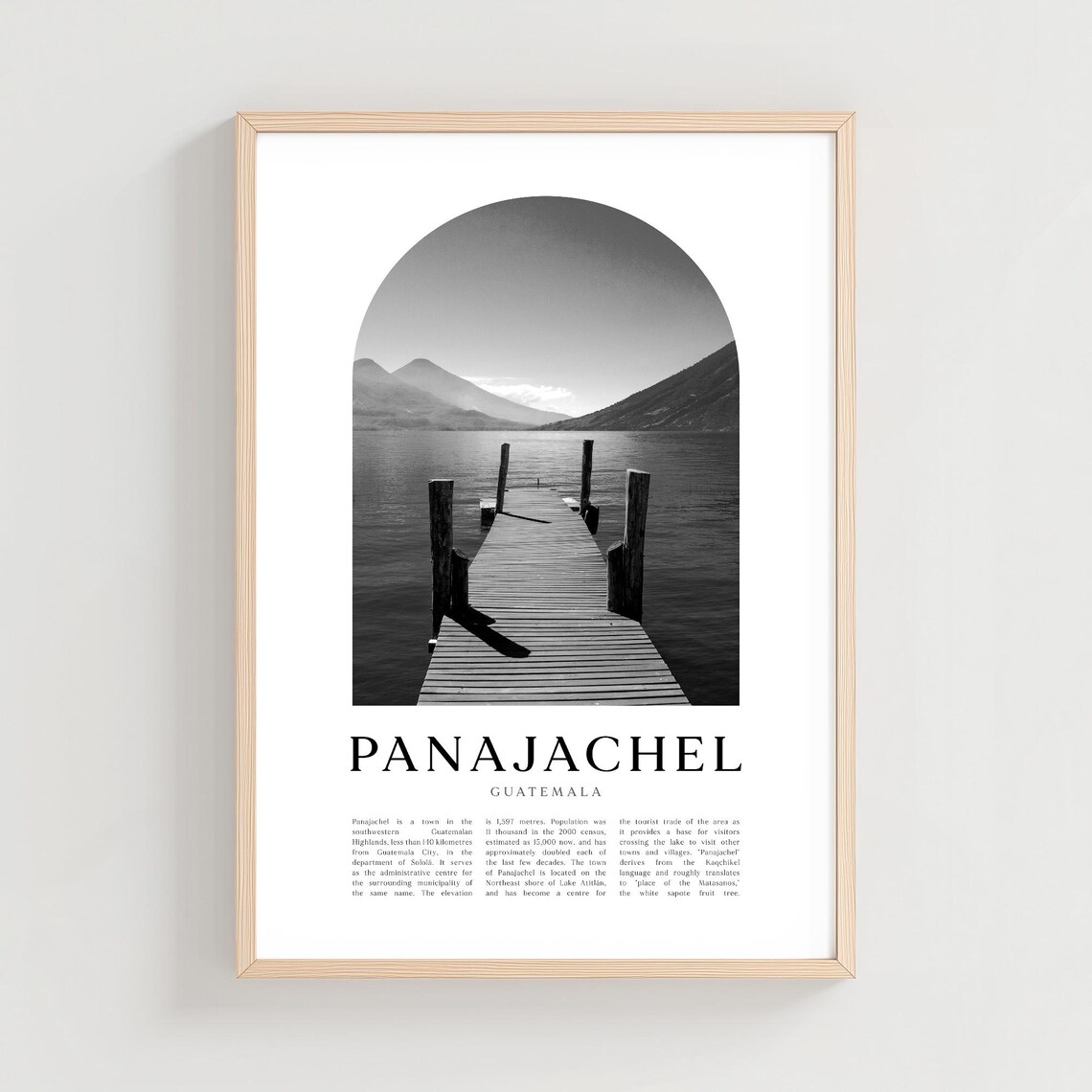 Panajachel Travel Poster Print Wall Art Guatemala City Gift Decor Ce52m
