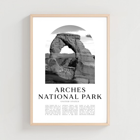 Delicate Arch Black and White Utah Arches National Park Poster