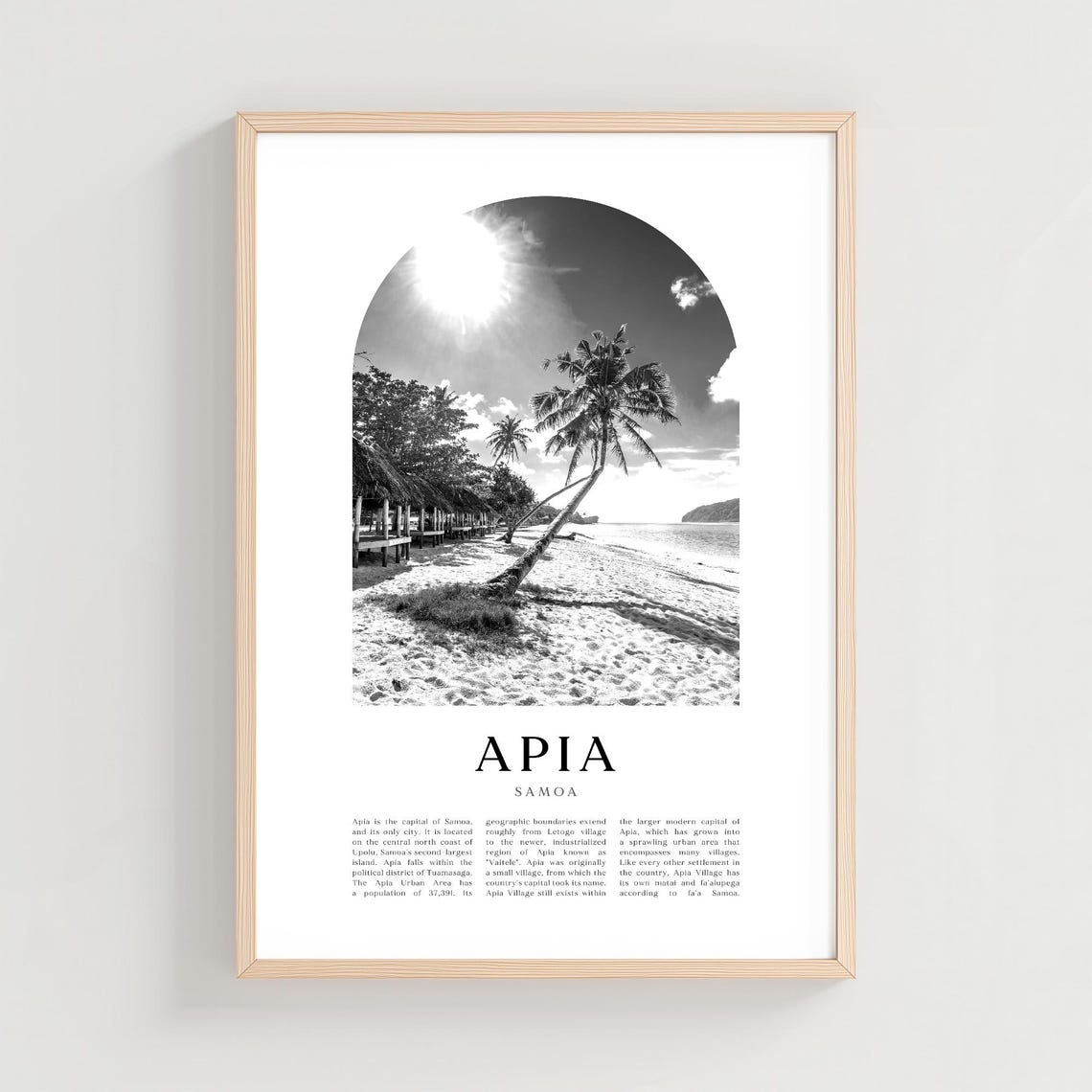 Apia Samoa Capital Black And White Beach Photo Palm Scene Poster