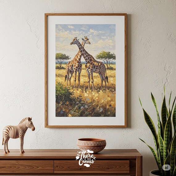 Giraffe Duo Savannah Print African Wildlife Art Multiple Sizes Available