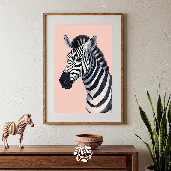 Pastel Pink Zebra Print Elegant Animal Wall Art