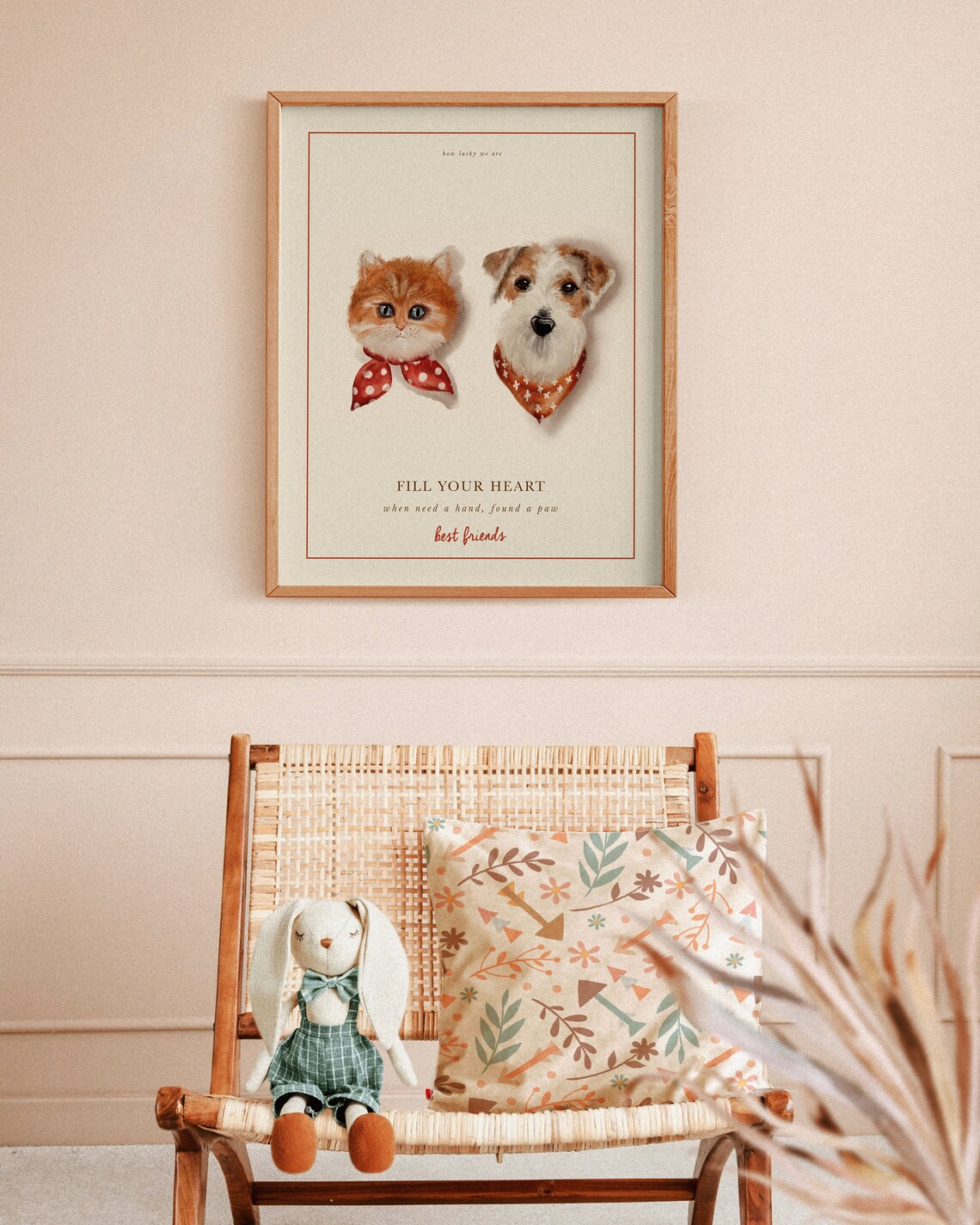Dog And Cat Watercolor Poster, Friendship Portrait - Image 2