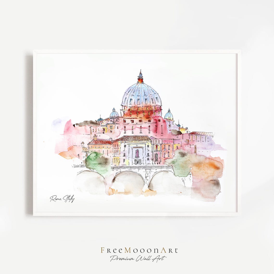 Rome Italy Travel Poster Rome City Print Wall Art Decor Europe Prints Hand Painted Watercolor Painting Italy Travel Gifts