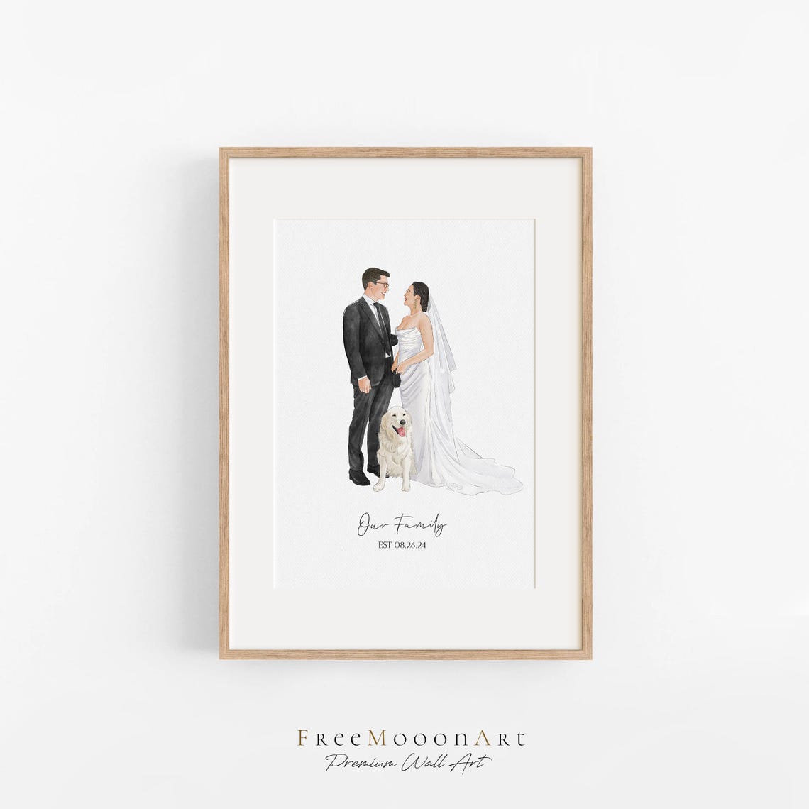 Custom Family Watercolor Portrait Print Formal Family of Five Keepsake - Image 3