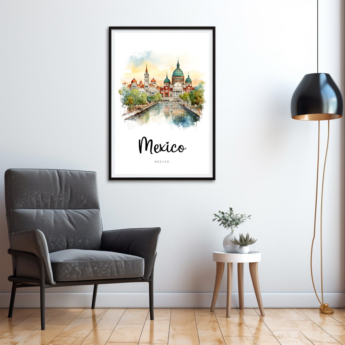 Mexico City Cathedral Watercolor Travel Poster Historic Landmark - Image 4