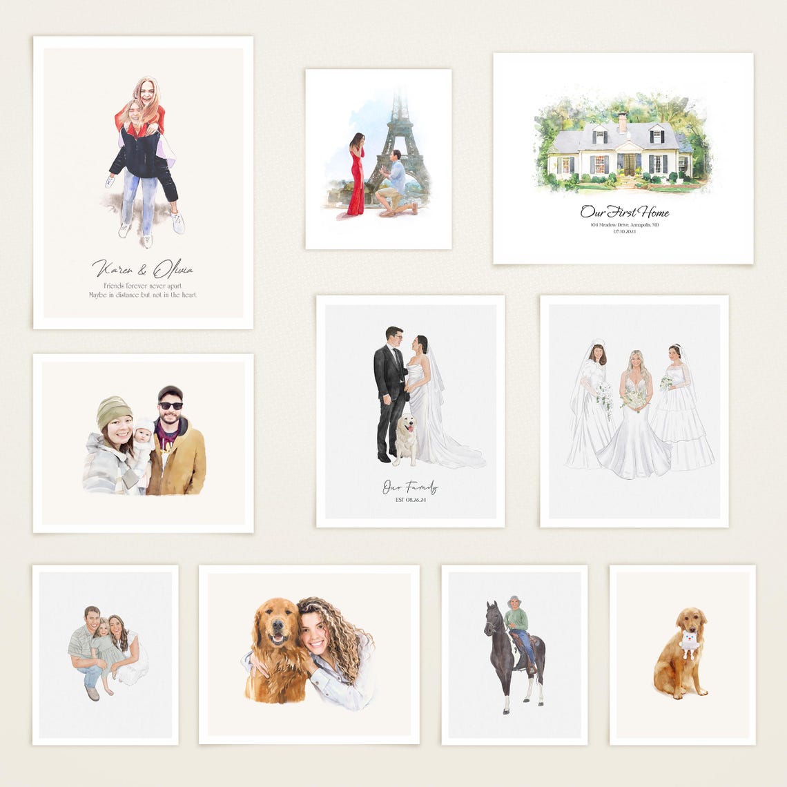 Welcome To Our Wedding Couple Watercolor Sign Portrait Poster - Image 2