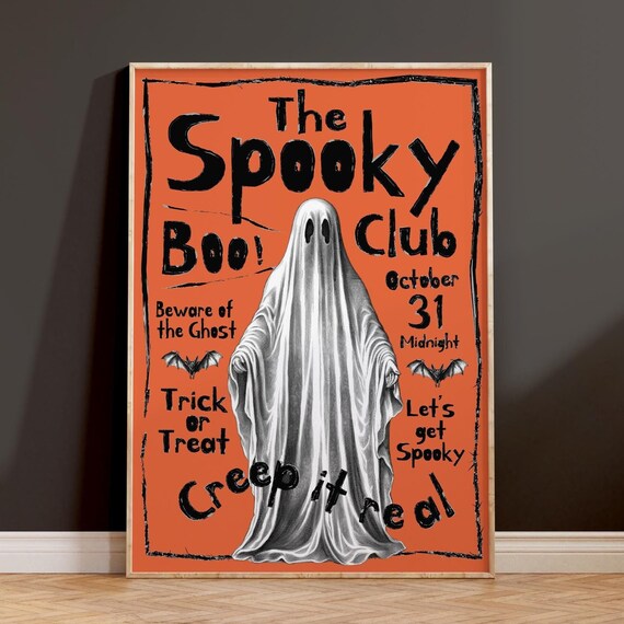 The Spooky Club Ghost Boo Trick Or Treat Halloween Night Poster