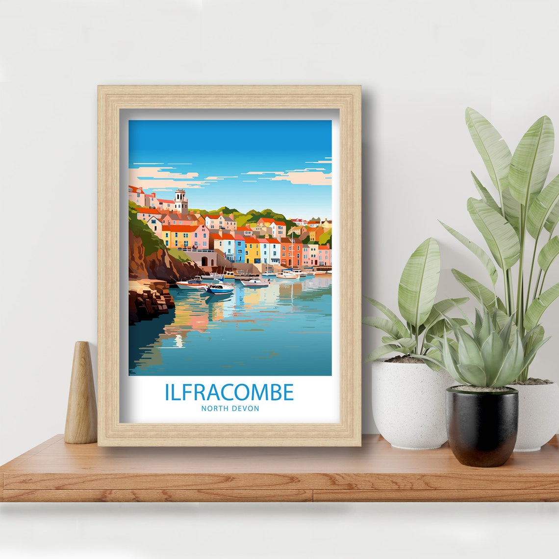 Ilfracombe North Devon Harbour Boats Colorful Houses Bay View Poster - Image 5