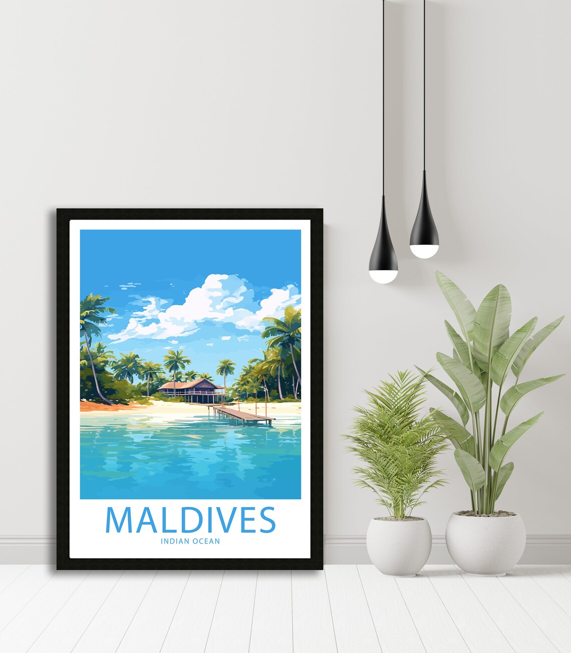 Maldives Indian Ocean Beach House Wooden Jetty Turquoise Water Poster - Image 5