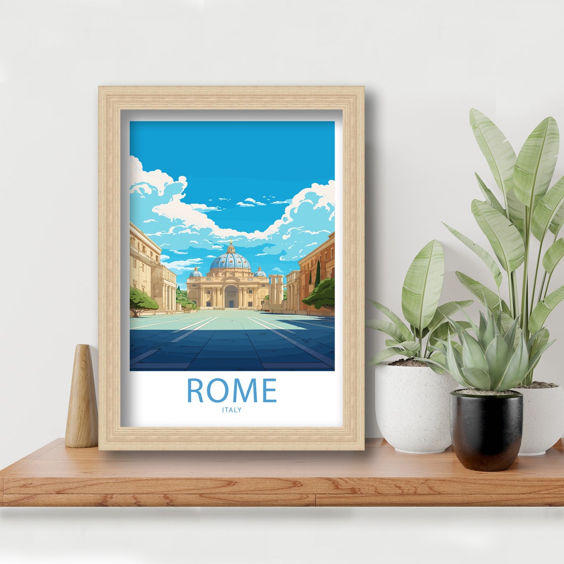 Rome Italy Saint Peters Basilica Square Bright Skyline Art Poster - Image 5
